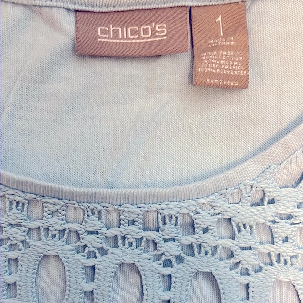 CHICOS Light Blue Women's Crochet Top